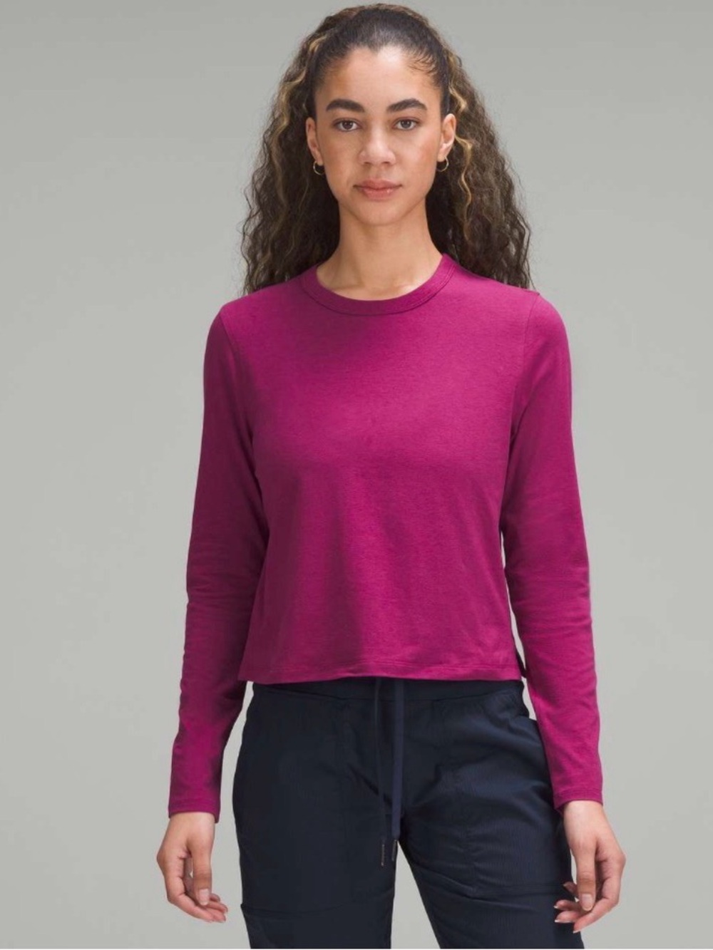 Lululemon Classic-Fit Cotton Blend Long Sleeve Shirt Purple Size 6 s magenta